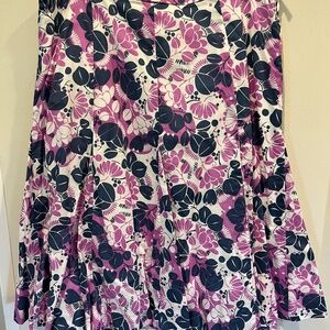 Garnet Hill Floral Cotton A line Flounce Skirt Size 10